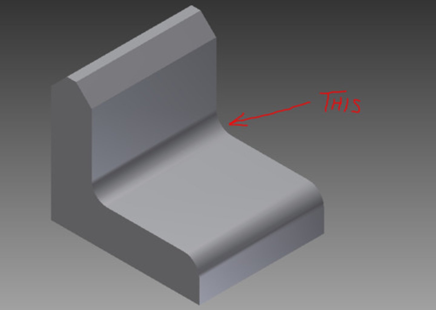 <p>Rounded interior blend between surfaces; used to reduce stress at corners and/or allow a part to be removed from a mold</p>