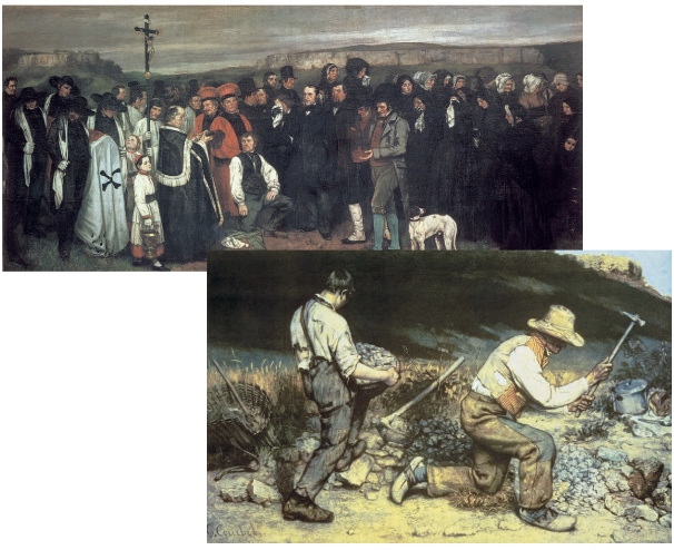 <ul><li><p><span>committed to painting only what he could physically see even if that reality was plain and blemished</span></p></li><li><p><span><strong>Burial at Ornans</strong></span></p></li><li><p><span><strong>The Stone Breakers</strong></span></p></li></ul><p></p>