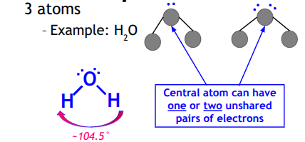 <p>Central atom can have one or two unshared pairs of electrons&nbsp;</p>