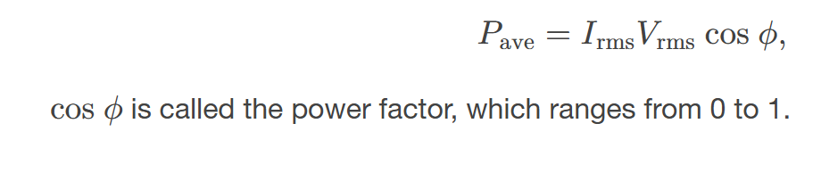 <p>P = VI cos(φ) </p>
