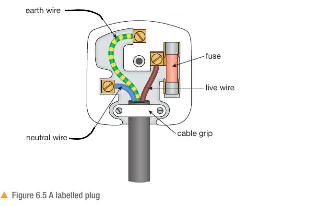 <p>The live wire, the neutral wire and the earth wire</p>