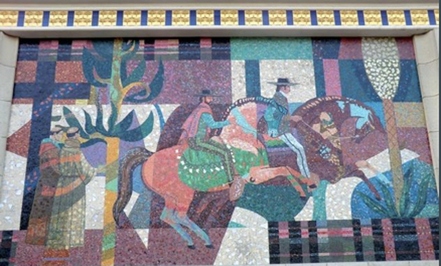 <p>a) Was a WPA painter, part of the California Scene painters, professor and administrator <br>b) Began doing intricate, large, glass mosaic murals, often similar in theme to the WPA paintings although they were completed later</p>