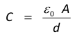 <ul><li><p>C = capacitance</p></li><li><p>A = common area</p></li><li><p>d = distance between plates;</p></li><li><p>ε₀ = permittivity</p></li></ul><p></p>