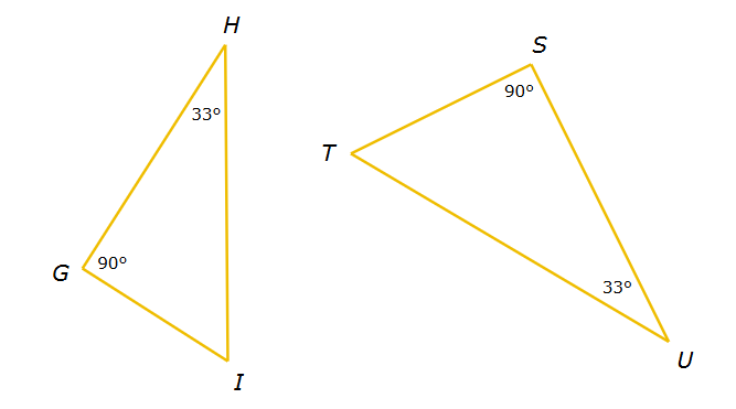 <p>Explain whether the two triangles are similar.</p>