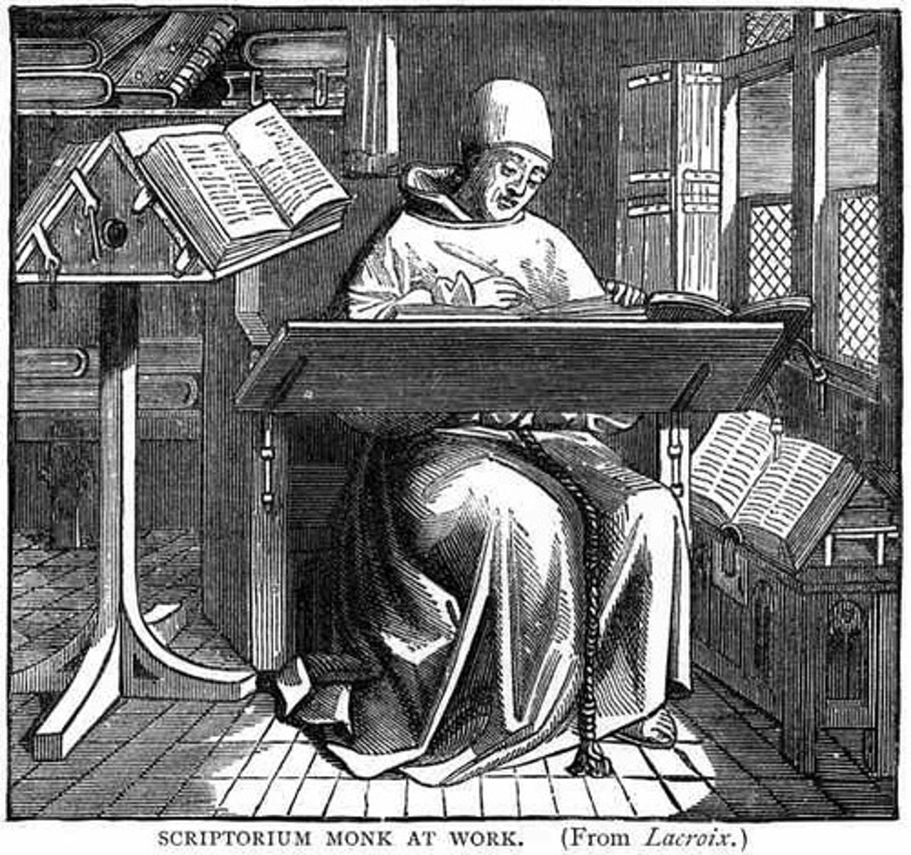 <p>A room in a monastery set aside for the copying and production of manuscripts.</p>