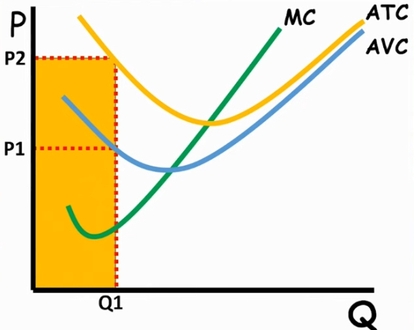 <ol><li><p>Find production price of either ATC, AVC by finding its y axis point&nbsp;</p></li><li><p>Multiply it by the quantity [x-axis point]</p></li><li><p>itll be a rectangle</p></li></ol><p></p>