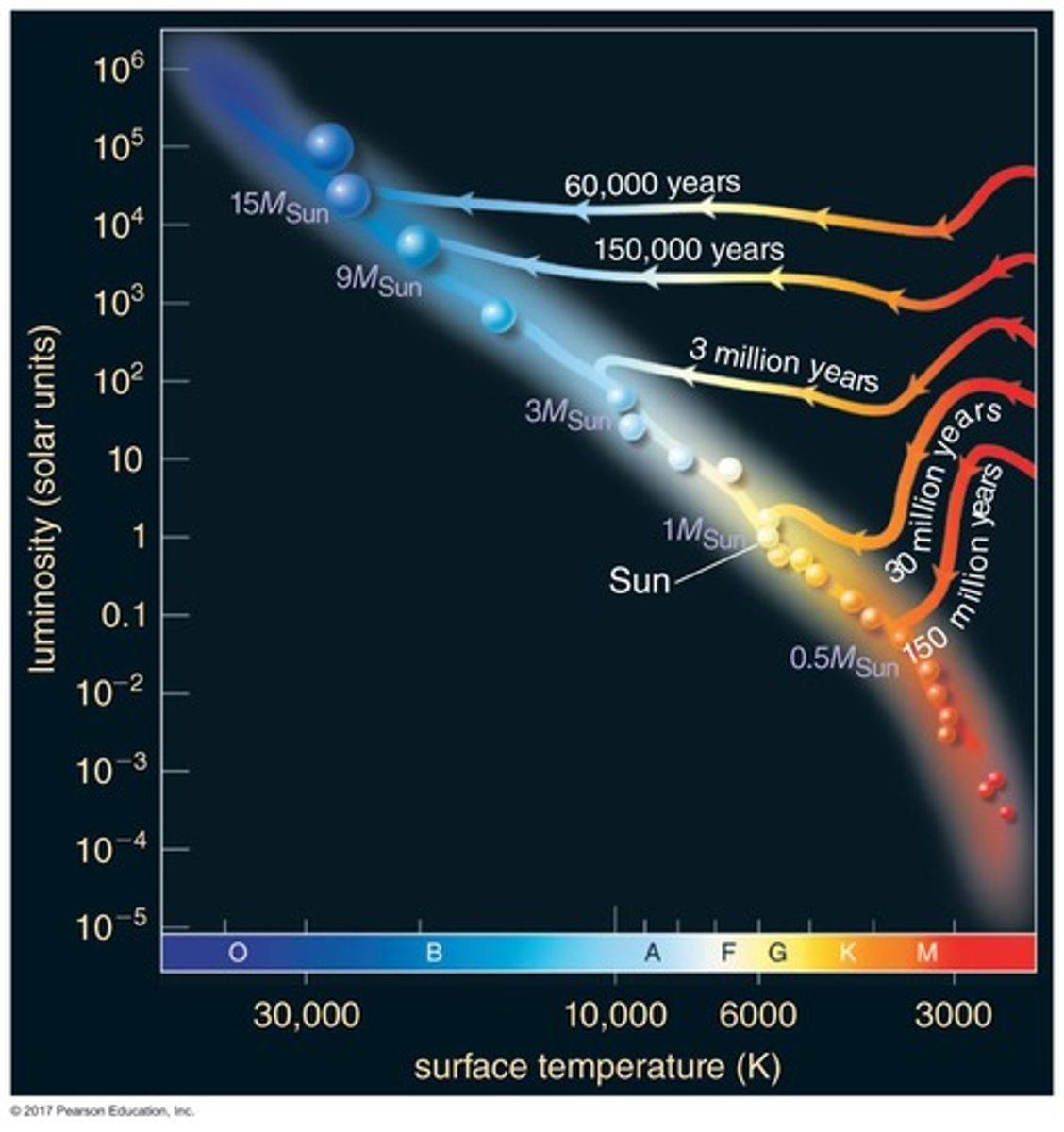 <p>The H-R Diagram plots stars based on their luminosity and temperature, helping to determine their age and evolutionary stage.</p>