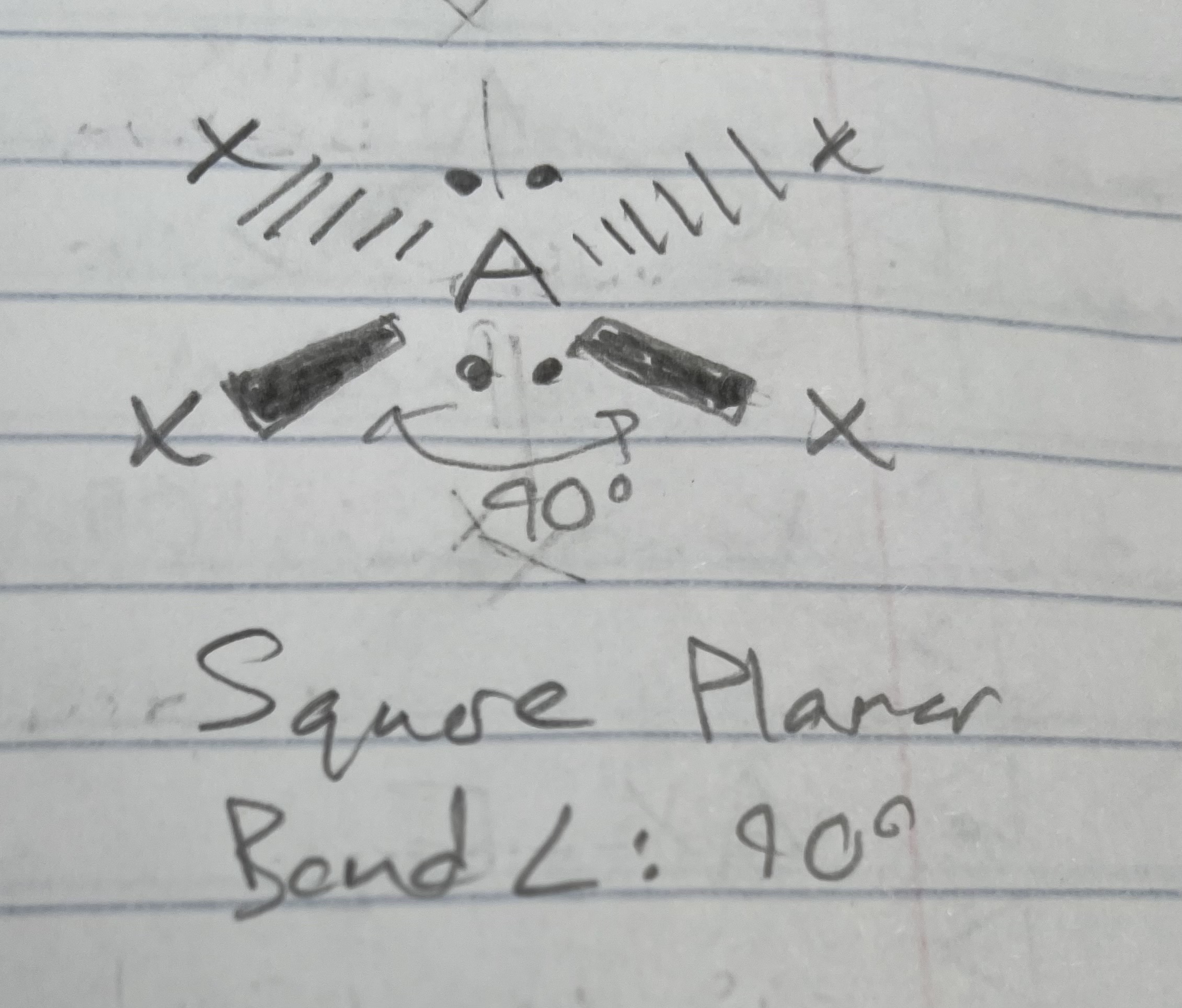 <p>Square planar</p><p>Angle: 90</p>