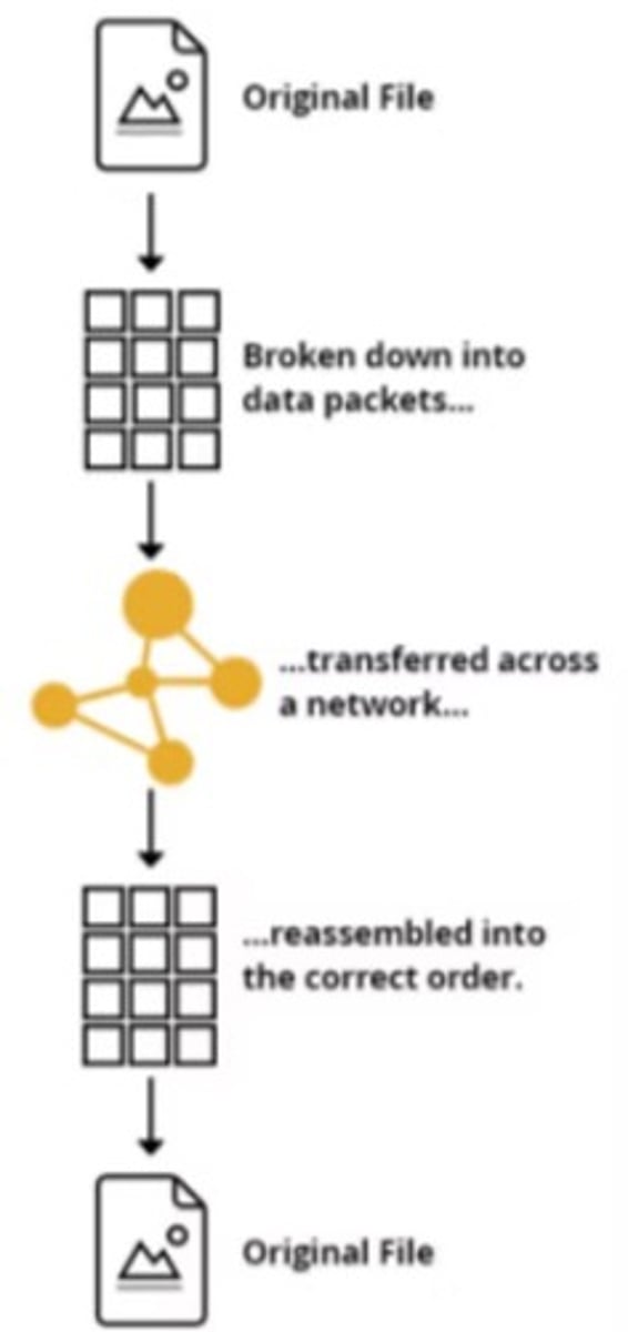 <p>Files broken down into smaller parts for quick transfer across a network.</p>