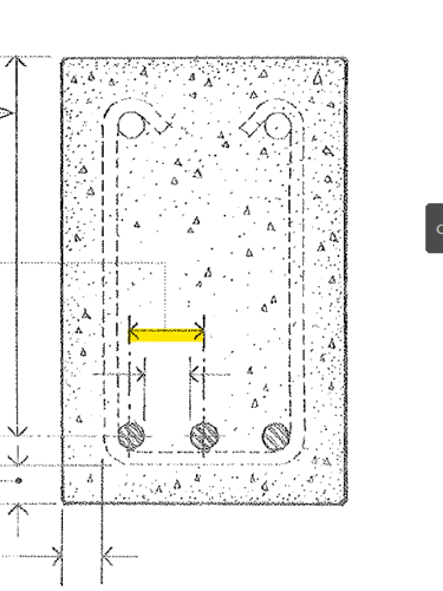 <p>the center-to-center spacing of parallel reinforcing bars</p>