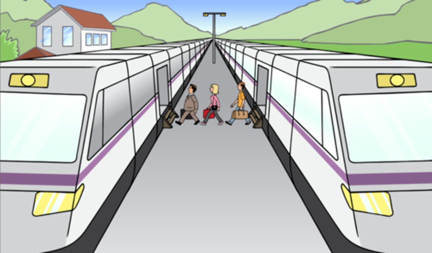 <p>to transfer (to change trains)</p>