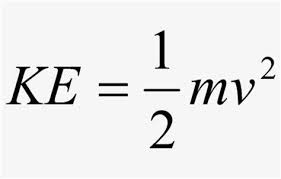 <p>Kinetic energy(J) = 0.5 x mass(kg) x speed²(m/s)²</p>