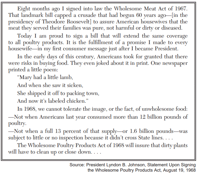 <p>What conclusion can be drawn from President Johnson’s statement?</p>