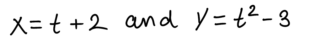 <p>Find the Cartesian equation, in terms of x or y, of the curve</p>