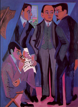 <p>Between 1905 and 1920 (early 20th century)</p><ul><li><p>Germany &amp; Austria</p></li><li><p>Expression of emotions, psychological states</p></li><li><p>Expressive use of colour; Highly intense, non-naturalistic colours</p></li><li><p>Two groups: Die Brucke (The Bridge) &amp; Der Blaue Reiter (The Blue Rider</p></li><li><p>Die Brucke: ‘bridge between art and society’</p></li><li><p>ex. painting of group member of Die Brucke, 1928</p></li><li><p>Der Blaue Reiter: from 1912 onwards, nature and animals, in particular, horses</p></li></ul><p></p>