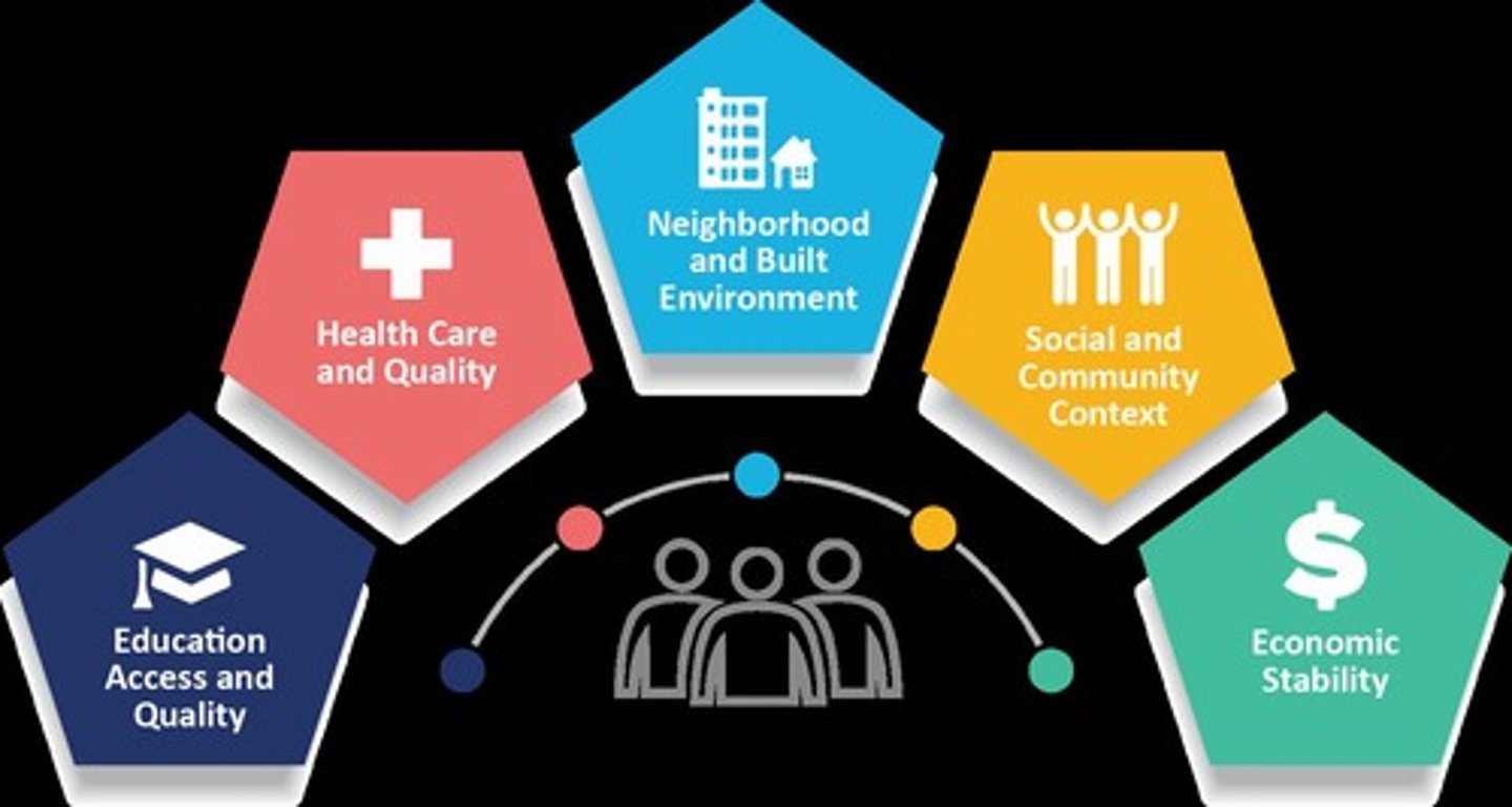 <p>Conditions that affect health outcomes as defined by the US Department of Health and Human Services (DHHS) and the Centers for Disease Control and Prevention (CDC).</p>