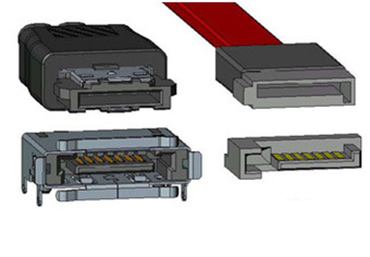 <p>A SATA cable on the outside of the case</p>