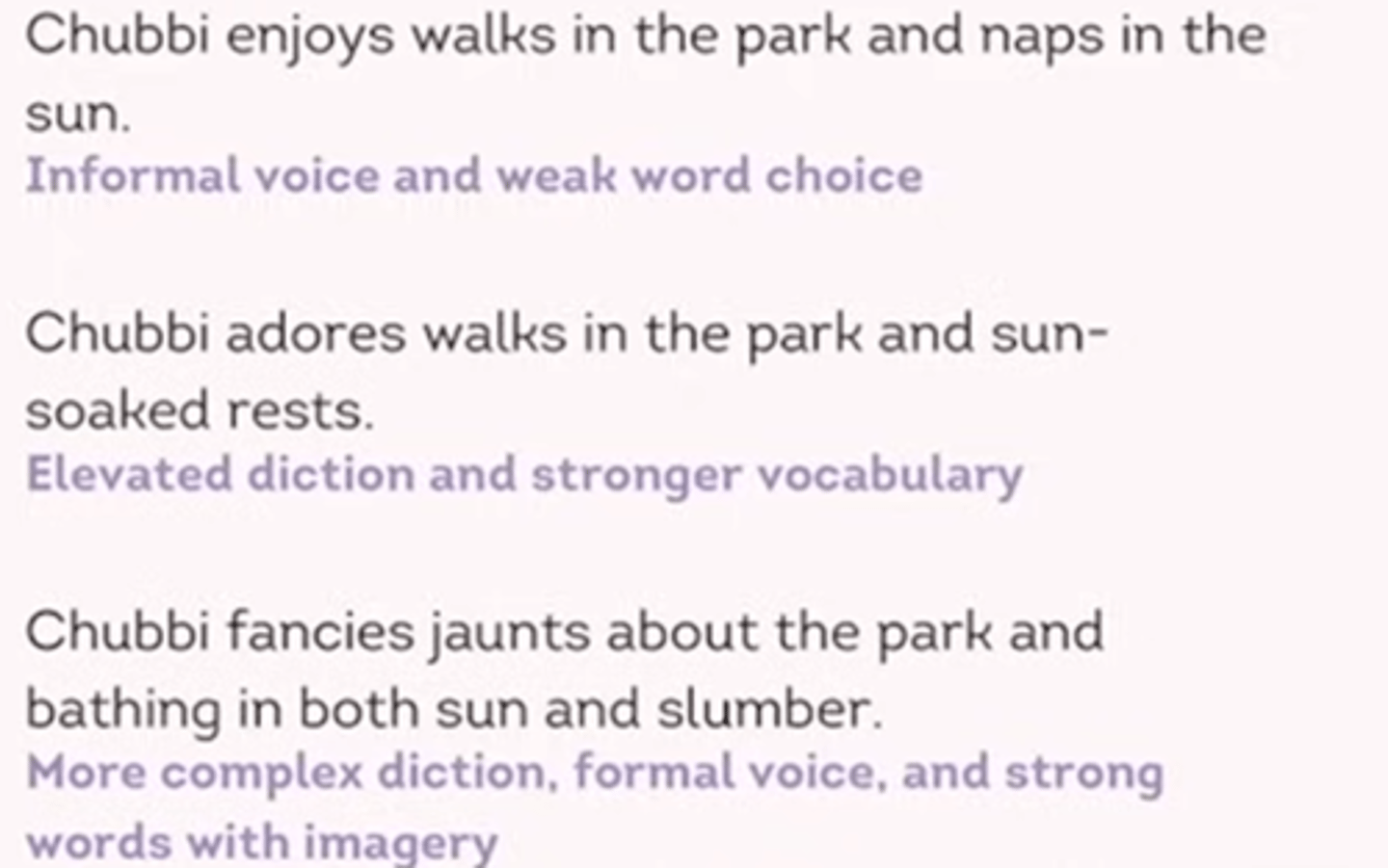 <p>The choice and use of words and phrases in speech or writing.</p><p>What diction can do:</p><p>- affect the tone and complexity</p><p>- determine the formality</p><p>- determine the strength</p><p>- identify the speaker</p>