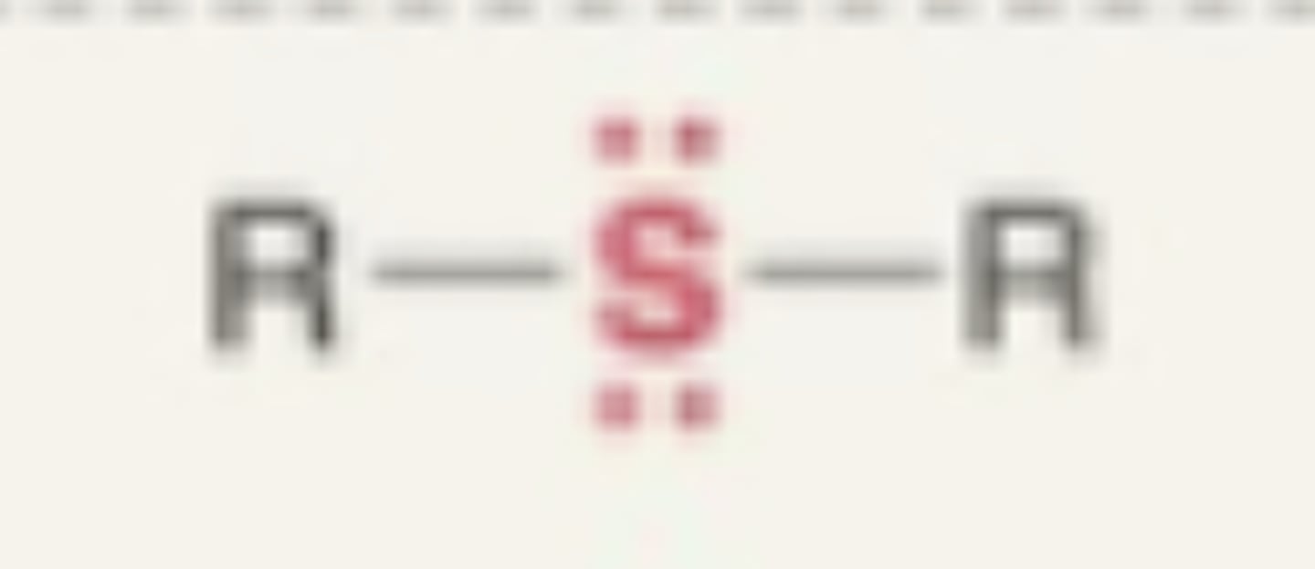 <p>- sulfur between to carbons</p>