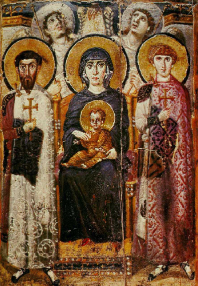 <p>Icon of the Virgin and Child with Saints and Angels, 6th century, 6th century, Monastery of St. Catherine’s, Sinai, Egypt</p>