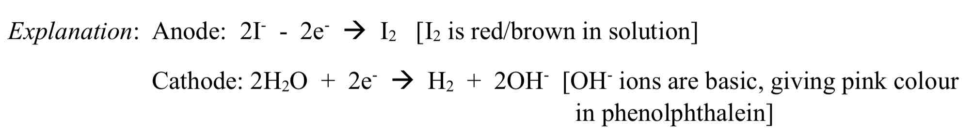 <p>Observation: Brown colour around anode, pink colour around cathode</p>