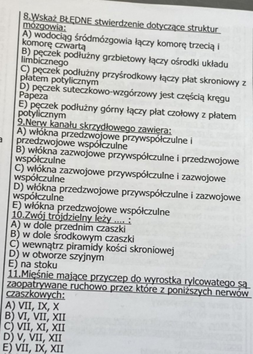 <p>9</p><p>✔️ Kanał skrzydłowy:Zawiera nerw kanału skrzydłowego, który powstaje z:</p><p>Nerwu skalistego większego → włókna przywspółczulne przedzwojowe</p><p>Nerwu skalistego głębokiego → włókna współczulne zazwojowe</p>