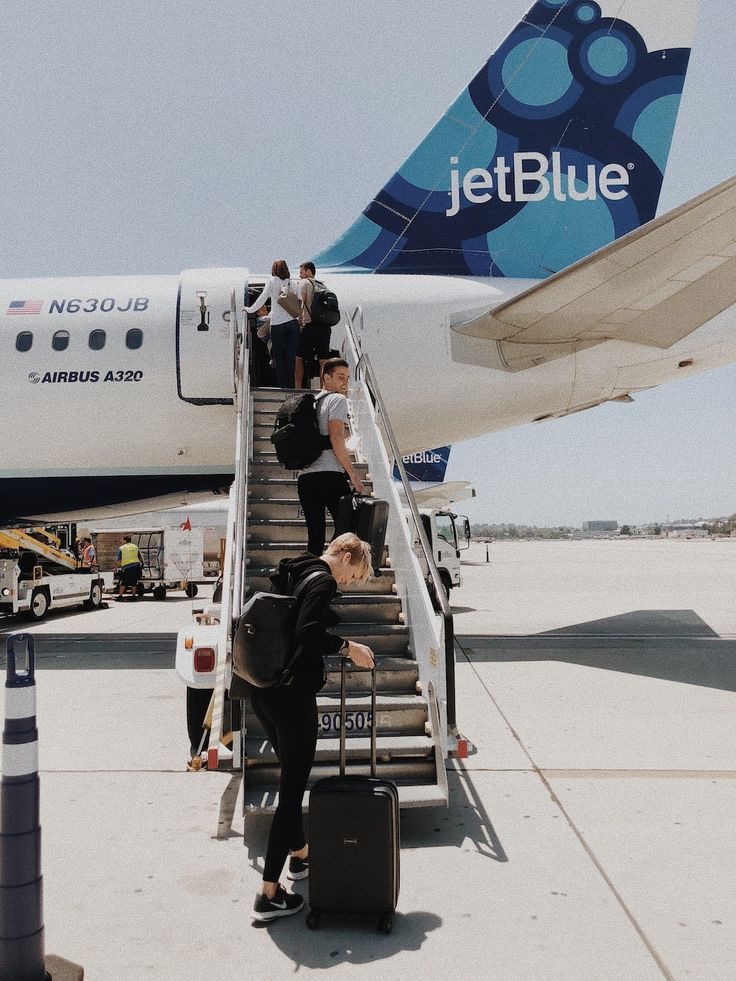 <p>get on the plane </p>