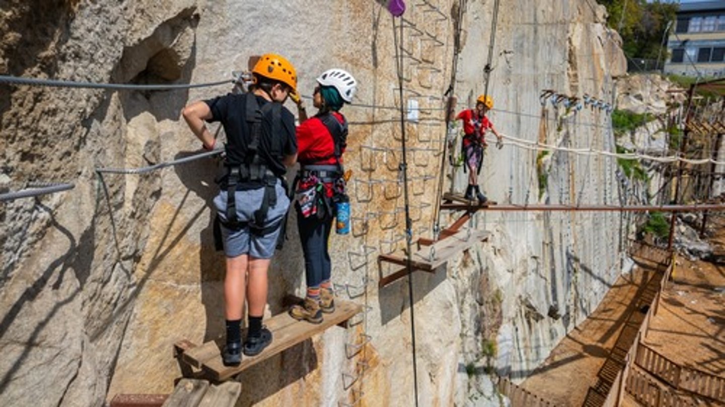 <p>mountain route equipped with fixed ladders, cables, and bridges to be accessible to climbers and walkers</p>
