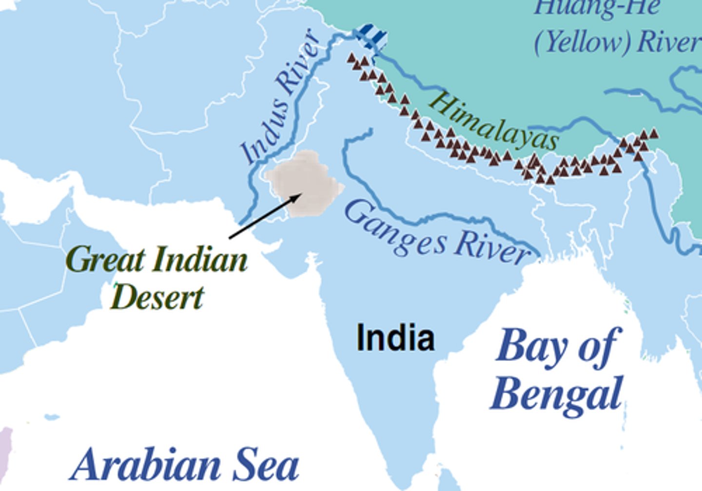 <p>A river in South Asia that flows from the Hindu Kush + the Himalayas to the Arabian Sea. Less predictable than the Nile but not as bad as the Yellow River.</p>
