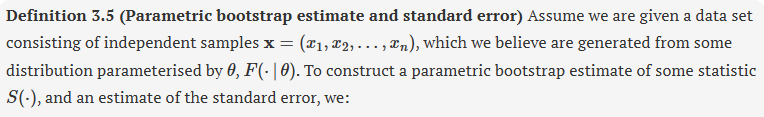 <p>parametric bootstrap estimate and standard error</p>