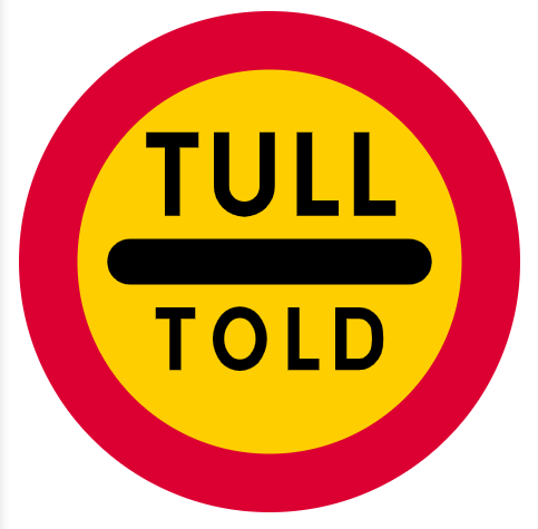 <p><span>Märket anger skyldighet att stanna för tullklarering. Fordonet skall stannas vid en stopplinje eller, om sådan saknas, vid märket. Texten under det vågräta strecket anges på det språk som är lämpligt.</span></p>