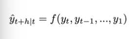 <p>= only used historical values of the time series itself to make forecasts </p><p>→ additive : yt = St + Tt + Rt </p><p>→ multiplicative : yt = St*Tt* Rt → equivalent to log(yt) = log(St) + log(Tt) + log (Rt) </p><p>(multiplicatibe : when variability is dependent on the level of the time series)</p>