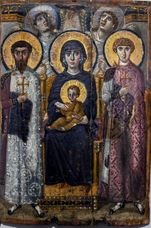 <p>VIRGIN &amp; CHILD BETWEEN SS THEODORE &amp; GEORGE</p>