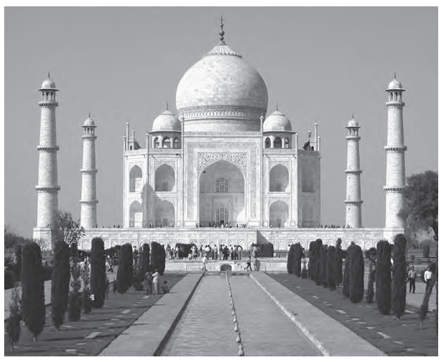 <p>The Taj Mahal is a famous building in India.  It is made out of a form of calcium carbonate called marble</p><p>The appearance of the marble has changed gradually over the years because of the effects of sulfur dioxide in the atmosphere. </p><p>Describe how sulfur dioxide has caused this change in appearance. (3)</p>