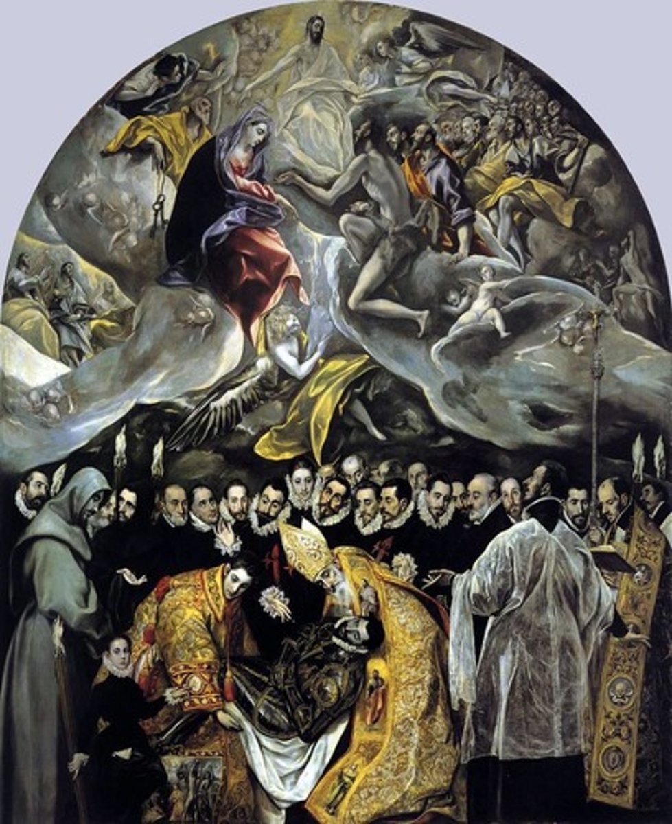<p>Elongated light, feels like things are floating, there is no focal pointing, this painting is about a guy who is a noble man, this message is Catholic counter reformation, "you did a good job, so you go to heaven"</p>