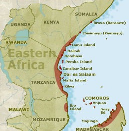 A thriving city-state along the east coast of Africa that was connected with the Indian Ocean Trade network. The traders of the Zanj Coast sold ivory, gold, and slaves to Arab trading partners as well as more exotic goods. Zanj Cities imported Chinese porcelain, Indian cotton, and manufactured ironwork. The cities were wealthy and thrived off of trade. 
LO 5) The rise in demand of slaves in the Indian Ocean Slave Trade with India, North Africa, and the Middle East caused the growth of the Indian Ocean trade network.