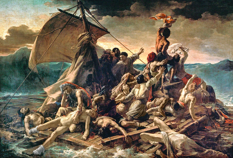 <p>Romantic. Intense human moment with individual emphasis. Nature cannot be controlled. Human instinct and survival. Reference to a real shipwreck. Monumental painting of contemporary events with ordinary people. Dead and dying at eye level. Monarchy brings death. Rescue ship in distance. African survivor at top as hero. Heroic bodies to reinforce hope and ennoble survivors. Strong bodies = strong minds. </p>