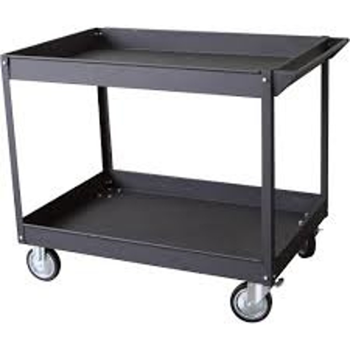 <p>Carts of durable injection molded shelving or heavy steel used to carry food cases to storage areas.</p>