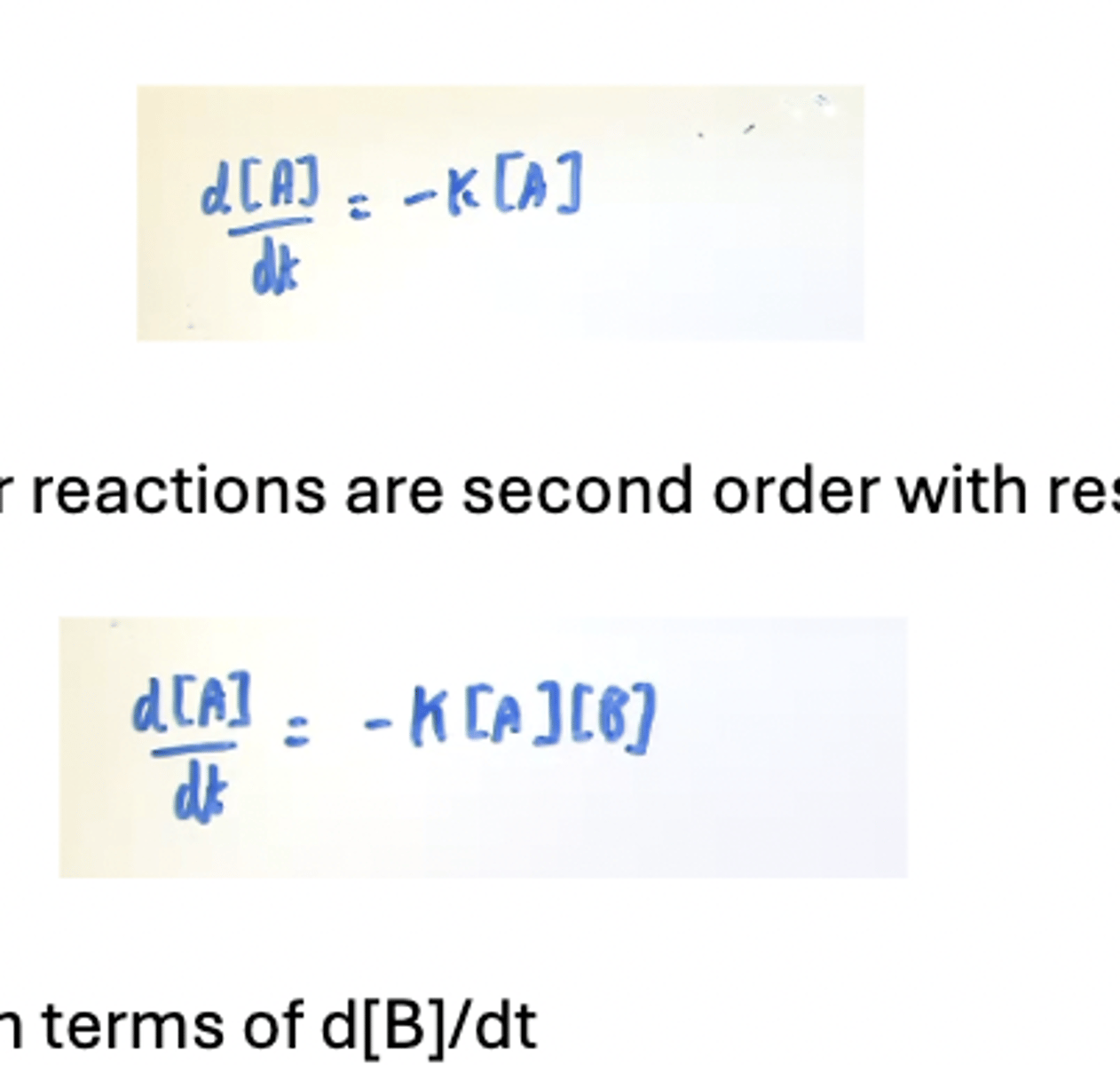 <p>Rate laws can be defined for elementary reactions</p><p>Unimolecular reactions are first order with respect to the reactant</p><p>Bimolecular reactions are second order with respect to the reactants.</p>