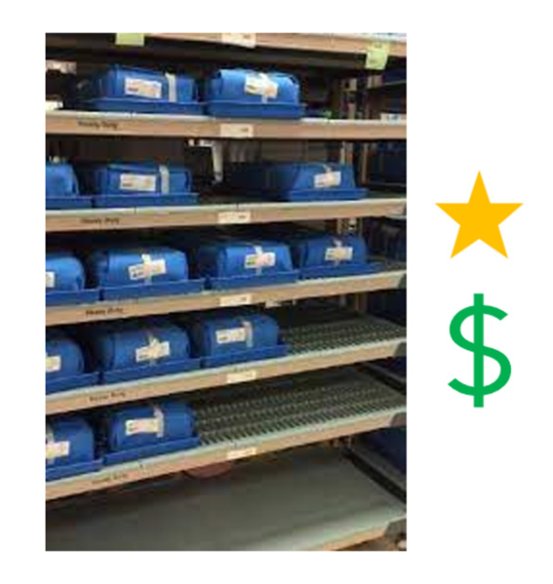 <p>storage shelving that is not enclosed, with open racks to prevent dust accumulation &amp; a solid bottom shelf to protect items from contamination, though packages are still vulnerable to hazards</p>