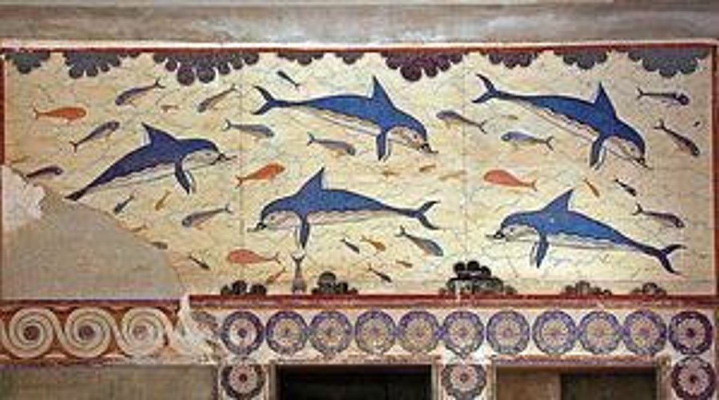 <p>Wall paintings depicting Minoan life and rituals.</p>