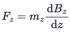<p>It is along the direction of the field gradient</p>