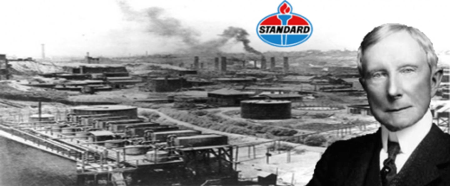 <p>John D. Rockefeller's company, formed in 1870, which came to symbolize the trusts and monopolies of the Gilded Age. By 1877 Standard Oil controlled 95 percent of the oil refineries in the United States. It was also one of the first multinational corporations and at times distributed more than half of its kerosene production outside the United States. By the turn of the century it had become a target for trust-busting reformers, and in 1911 the Supreme Court ordered it to break up into several dozen smaller companies.</p>