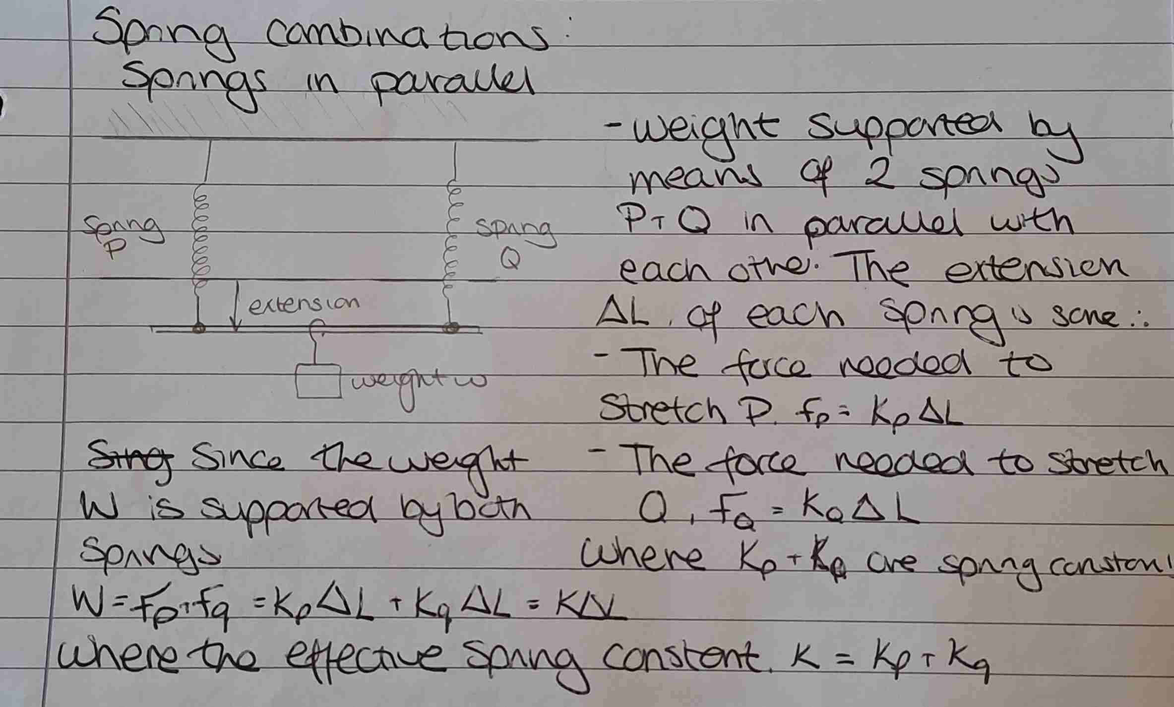 <p>1/k = 1/kp +1/kq</p>