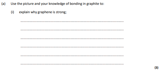 <p>(i) explain why graphene is strong;</p>