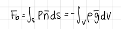 <p>for a fluid at rest , the resultant of the hydrostatic pressure acting on any surfaces is equal to the weight of the volume of fluid that it encloses·Therefore, if we replace the mass of fluid with another element it will be subjected to the same pressure forces , whose resultant is a net force in the direction opposite ofthe body force (i .e. upward for gravity!) equal in magnitude to the weight of the displaced volume!</p><p>formula</p>