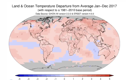 <p>-increase in temps, realized across globe</p><p>-blue and purple only bc changes in ocean circulation</p>