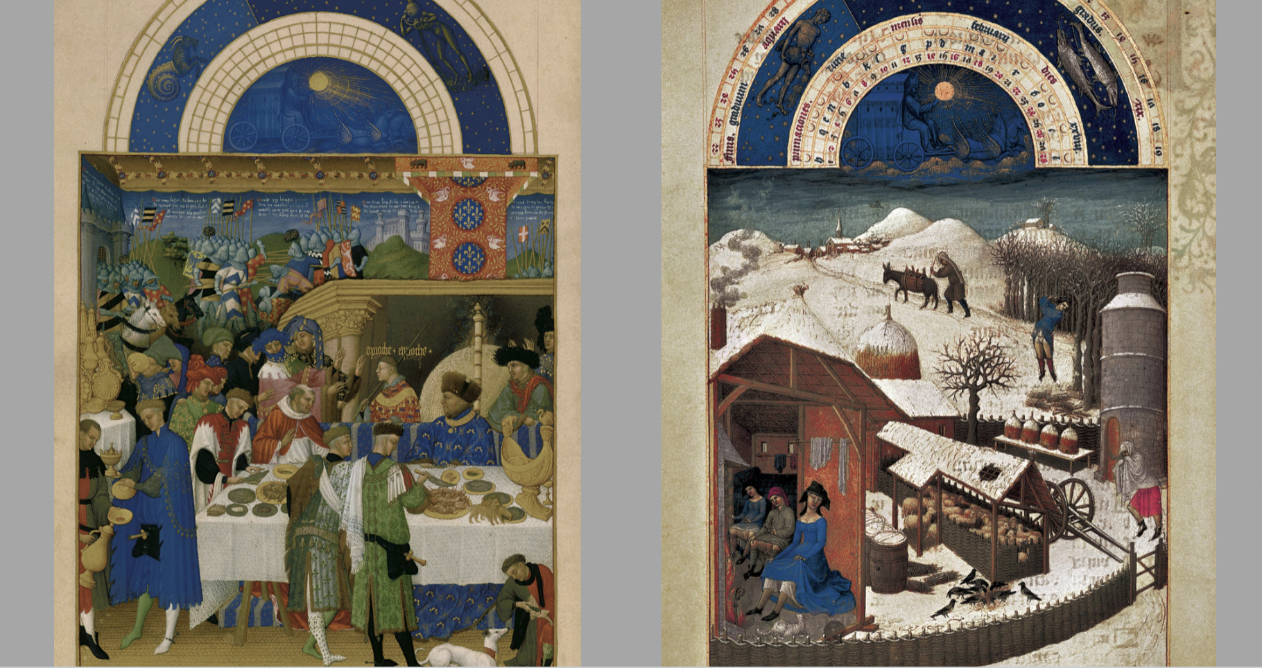 January and February pages from Les Très Riches Heures du Duc de Berry (The Very Rich Hours of the Duke of Berry FACTS 