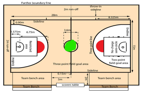 <p>(Light green) What do you call this part of the Basketball court?</p>