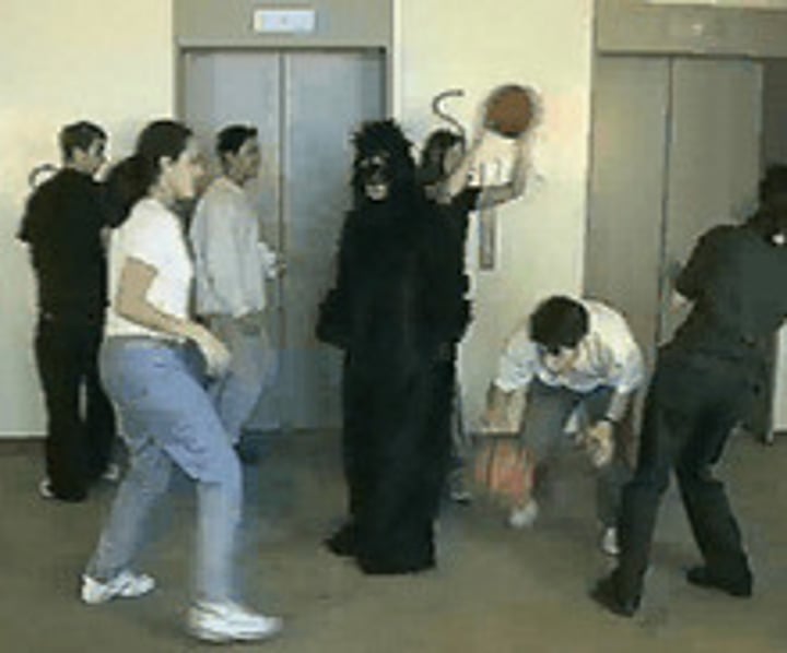 <p>The inability to notice a stimuli/object amidst an engrossing scene.</p><p>Ex: A ball being passed and focusing on the ball, and not realizing other events going on around it.</p>